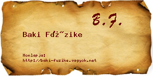 Baki Füzike névjegykártya